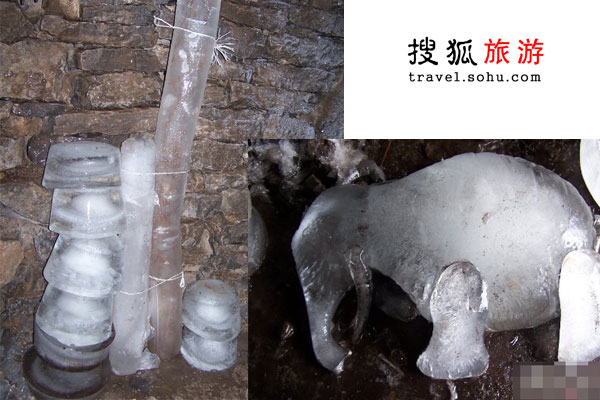 冰洞里面的小冰雕